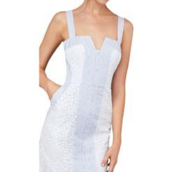 BCBGMAXAZRIA Lace-inset Striped Sundress size 2 - Picture 2 of 8